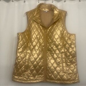 Time and Tru Metallic Gold Quilted Vest